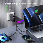 WOTOBEUS GaN Dual 140W USB C PD 3.1 Wall Charger with LED Display - PPS 100W 65W 45W 25W Type-C Laptop Power Adapter and Cable - Fit for MacBook Pro iPhone 17 16 15 iPad Galaxy S25 S24 Pixel - ETL