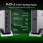 USB C Docking Station, Minthouz PD3.1 Docking Station 3 Monitorswith 4K@144Hz 2*HDMI+DP 140W PD Charge,USB-C 10Gb,2*USB-A 5Gbps, Gigabit Ethernet, Audio/Mic for Chrome OS & Windows