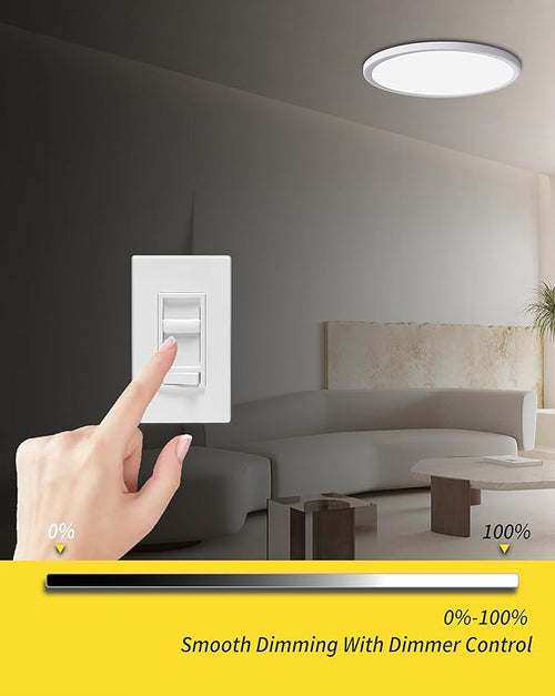 4Pack 12 Inch Dimmable LED Flush Mount Ceiling Light Panel,24W 2520LM,2700K-6000K Adjustable Color,Ultra Thin Round White Ceiling Light Fixture for Hallway Kitchen Bedroom Home Office