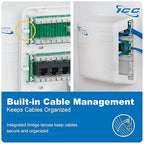 ICC Compact Plastic Structured Media Enclosure with Cover, Small Wiring Enclosure with CAT5e 8-Port PoE++ and 1x8 Bridged Telephone, 7.5 x 6.5 x 3.5 Inch, UL Listed TAA Compliant, ICRDSMMBW1