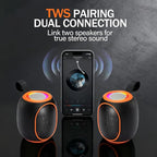 Portable Bluetooth Speaker – 8W HD audio quality, TWS stereo pairing, LED light show, compact and portable, suitable for outdoor use, can be used in cars, travel and parties, a cool teen gift(Orange)