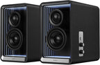 Edifier QR65 Desktop Active Monitor with 2.75" Long-Throw Aluminum Diaphragm mid-Low Drivers, Hi-Res Audio, Brilliant Light Effects, 70W Output Power Bluetooth Speakers with Stands - Black