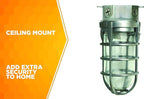 Woods L1706BS Vandal Resistant 150W Incandescent Security Light; Ceiling Mount; Compatible With Up To 50 Watt Standard Base Bulbs; Brushed Steel