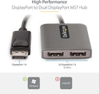 StarTech.com 2-Port DisplayPort 1.4 Splitter, DP to 2x DP Multi-Monitor Adapter, Dual 5K 60Hz MST Hub, Windows Only (no support for macOS/ChromeOS/Linux)