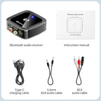 SONRU Bluetooth 6.0 Receiver, Bluetooth Adapter for Old Receiver, Low Latency, 24-Hour Battery Life with AUX 3.5mm/RCA, HiFi Wireless Audio Adapter for Speakers/Home Music Streaming Stereo System