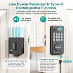 Digital Door Lock with Keypad Set - Fingerprint Door Lock with Keypad Set and 4 Keys - Digital Smart Locks for Front Door - Auto Lock - IP65 - High Security - Easy Install - Includes a Screwdriver