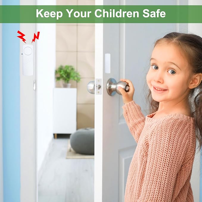 Door Window Alarm, 90dB Door Alarms Sensor for Kids Safety, Home Security, Door Window Burglar Alarm, Window Pool Alarms for Home, Apartments, Offices, Hotel Rooms (12pack)