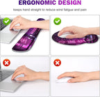 Gaming Mouse Pad, Large Desk Mat, Cute Desk Pad, 4in1 XXL Mousepad + Keyboard Wrist Rest+Mouse Wrist Rest+Coaster Set with Ergonomic Desk Pad for Home Office Table Computer, Purple Anime Neon