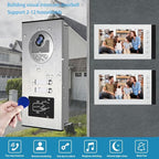 ANJIELO SMART Wired Video Multifamily Apartment Intercom System,2/3/4/6/8/10/12 Units 7 inch Monitor Video Door Phone Kit,Video Doorbell, ID Card Unlock, 2 Way Audio for Home (1 doorbell + 2 Monitor)