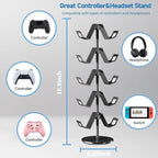 Qpfctwil Controller Stand,5 Tier Controller Headphone Holder for Universal Headsets and Controllers,Black