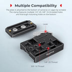 SMALLRIG Universal Quick Release Mount Plate Kit for Arca-Type, Built in Clamp and Plate, with 1/4''-20 & 3/8''-16 Threaded Holes- 2144B