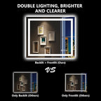 YEELAIT 48x36 Inch LED Bathroom Mirror with Lights Front and Backlit Lighted Vanity Mirror for Bathroom Wall with 3 Colors Dimmable Anti-Fog Memory Shatter-Proof IP54 Waterproof Horizontal/Vertical