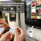 SafeFly Dual Bluetooth Transmitter with Screen for 2 Airpods, Wireless Audio Adapter Support aptX Low Latency, Long Range, 30H Battery Life, 3.5 mm Audio Jack on Airplanes, TV, Gym, MP3-White