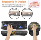 Keyboard Wrist Rest + Mouse Pad Wrist Support Set with Coasters, Inspirational Quote She Believed She Could So She Did Design Non-Slip PU Base Ergonomic Mousepad for Home Office Working Studying