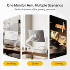 monTEK Single Monitor Arm for Max 45 Inch Ultrawide Screens Adjustable Monitor Desk Mount Holds 35 Lbs Cable Management with C Clamp/Grommet Desk Mount, VESA 75/100mm, MA1007WH