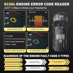 CGSULIT SC204 Enhanced OBD2 Scanner Diagnostic Tool, Check Engine Code Reader With Reset, Smog Check, Clear Code, Live Data & More, Car Code Readers & Scan Tools for All OBDII/EOBD Vehicles After 1996