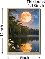 URVIP LED Glowing Photo Frame, 3D Starry-Sky Blue Moon Wall Art, 9x12 Inches Dimmable Light Up Light Painting for Bedroom, Unique Aesthetic Decor, Great Birthday Gift for Women Men