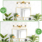 Guliaofo 4-Light Gold Bathroom Light Fixtures, E26 Modern Vanity Lights for Bathroom with Clear Glass Shade, Wall Lamps for Mirror Hallway Kitchen Cabinet Living Room Sconces Lights