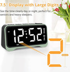 Loud Alarm Clock for Heavy Sleepers Adults/Kids, Dual Vibrating Alarm Clock Bed Shaker for Hearing Impaired/Deaf, 7.5’’ Large Display with Dimmer, Weekday/Weekend Mode, Nightlight, USB Port, Snooze