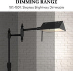 Bairth Dimmable Pharmacy Floor Lamp with Remote, 17W LED Reading Floor Lamp with 360°Swing Arm, 3 Color Temperature, Height Adjustable Black Standing Task Lamp for Living Room, Bedroom, Black