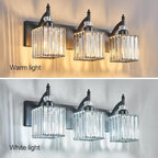 BBLLWJ Modern Bathroom Vanity Light 3-Light Black Crystal Light Fixtures Over Mirror for Bathroom Wall Sconce