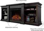 Real Flame Fresno 72" TV Stand with Electric Fireplace Dark Walnut, Entertainment Center with Electric Fireplace, Living Room TV Stand with Fireplace, fits up to 70" TV