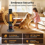 Zynkez 34.5" Space Heaters for Indoor Use Large Room, 1500W PTC Tower Fireplace Heater with 3D Flame, Room Heater w/Remote Control,12H Timer & Oscillation, Portable Electric Heaters for Bedroom, Grey