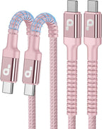 USBC Cable 10FT, 2Pack Long USBC Fast Charging Cable, Nylon Braided USB C to USB C iPhone Charger Cord Compatible with iPhone 17/16/15/Pro Max/Plus/Samsung Galaxy S23/LG and More-Pink