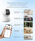 CINMOORE 3K Indoor Camera with 64GB Card, Human/Pet/Facial AI Detection, Dog/Cat/Pet Camera Indoor with Phone APP, 5GHz 2.4GHz Dual Band Wi-Fi 6, 360 Pan Tilt Auto Tracking, Night Vision, 2-Way Talk