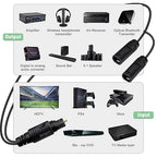 1x2 Digital Audio Splitter, Toslink Digital Fiber Optic Audio Splitter 1 Male Input 2 Female Output (for Home Theatre, Xbox, PS3/PS4)