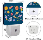 FSHVQKD Cute Space Doodle Night Light,Plug-in Nightlights Auto Sensor Night Lamp Dusk to Dawn Lamp Home Decor for Nursery Children Girls Boys