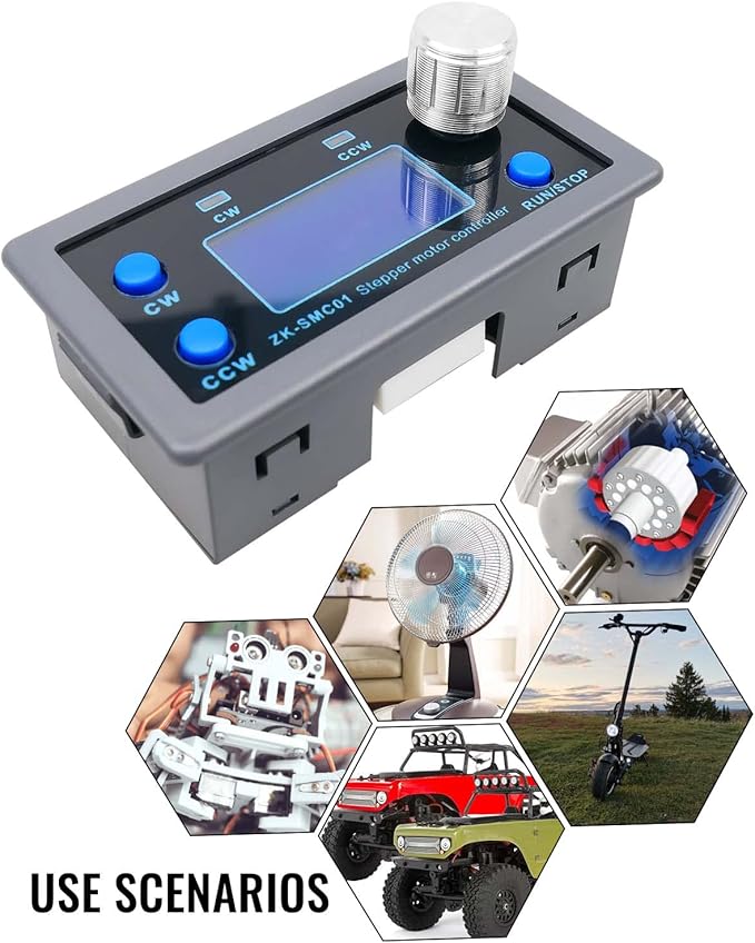 EMIHO Stepper Motor Controller DC 5-30V Fit for Nema17/23 Motor, 1/128 Micro-Step Resolution Forward Reverse Delay Time Angle Speed Adjustable Stepper Motor Control Module with HD Display