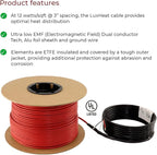 LuxHeat 60sqft Floor Heating Cable Kit - 240v Tile Floor Heating Kit - Heated Flooring System Includes UDG4 Programmable Thermostat w/GFCI, Heated Cable, Strapping, Flooring Sensor & Alarm
