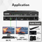 J-Tech Digital 8K HDMI Audio Extractor with eARC ARC 8K 60Hz 4K 120Hz, HDMI to Optical L/R Converter Adapter, HDCP 2.3 HDR CEC EDID [JTECH-8KAE]