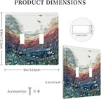 Bvtewkhz Wildflowers Rustic Flowers Floral Plants 2 Gang Double Toggle Wall Plate Cover Vintage Mountain Decorative Light Switch Covers Electrical Faceplate Switch Plates for Bathroom Kitchen Home