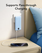 VRURC Portable Charger with Wall Plug and Cables, 10000mAh Power Bank with 22.5W Fast Charging USB Port,4 Outputs Dual Inputs Slim Compact Rechargeable Battery Pack Travel Accessories-Blue(1 Pack)