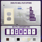 ENERLITES Duplex Receptacle Outlet Wall Plate, Midway Size 1-Gang 4.88" x 3.11", Unbreakable Polycarbonate Thermoplastic, 8821M-LA, Light Almond