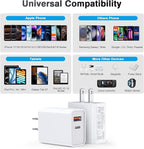 2-Pack Type C Charger Adapter, 20W Multiport Fast Charge Power Brick Cube for iPhone 16/17, iPad, iPod, Samsung Galaxy, Motorola, PS5, Huawei, HTC, LG, Nokia, QC+PD 3.0 USBA Box Wall Plug