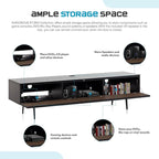 SONOROUS ST-360 Premium TV Stand for Living Room – Modern TV Stands & Entertainment Center with Storage – Black Glass & Walnut Wood Cover – Luxury Media Console with Metal Legs for TVs up to 75 inches