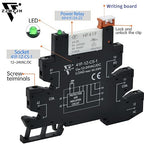 2Pcs Miniature Power Relay Black DC 24V HF41F/24-ZS 5 Pin 1NO 1NC 6A SPDT with LED Indicator with Socket Base 41F-1Z-C5K with DIN Rail Slotted