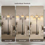 Fansdrick Floor Lamps for Living Room, 4000LM Super Bright Arc Floor Lamp with Remote Control, 5 Light Tall Floor Lamps with Stepless Dimmable, 80" Mid Century Tree Floor Lamp for Bedroom, Office