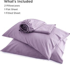 Bedsure Queen Sheet Set, Rayon Derived from Bamboo, Cooling Sheets, Breathable & Soft, Deep Pocket Up to 16 Inches, Hotel Luxury Silky Bedding for Hot Sleepers, Lilac