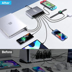 550W USB C Fast Charger Block, PD3.1 140W 8 Port USB Charging Station, GaN Ⅲ Pro PD PPS Fast Charging Station for Multiple Devices,Laptop Wall Charger Compatible with iPhone 17/iPad/MacBook etc