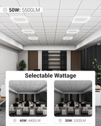 Sunco 12 Pack 2x2 Edge-Lit Frame LED Panel Lights, Drop Ceiling Flat Light Fixture, 5500 LM, Selectable Features, 30W/40W/50W, 4000K/5000K/6000K, Dimmable (0-10V) ETL