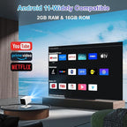 [Built-in Apps & 2026 Upgraded] Mini Projector｜Portable Projector 1080P/4K Support｜Smart Projector with Auto Keystone Correction｜Home/Movie Projector for Phone/TV Stick/Laptop