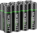 NICEBATT Rechargeable aa Batteries 2800mAh, Premium NiMH Double A Battery Low Self Discharge -8 Count