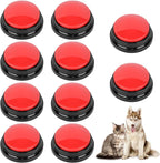 10 PCS Red Voice Recording Buttons for Dogs Dog Training Communication Buttons with 30 Sec Record and Playback, Pet Training Buzzer for Puppy Cats, Funny Gift for Study Office Home Pet Lovers