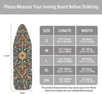 ZCFYGDX Vintage Flower Print 15 x 54 Ironing Board Covers Nylon Buckle Straps Fasteners & Elastic Edge Stain Resistant Breathable,Suitable for Multi-Size Iron Board Relaxing Ironing Experience
