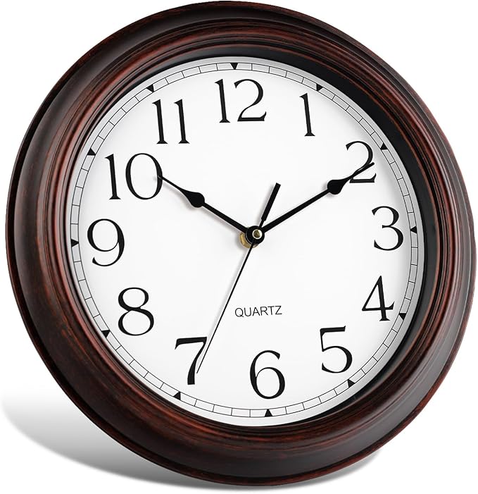 KECYET Wall Clock 10 Inch Battery Operated Silent Non-Ticking Wall Clock Vintage Retro Rustic Style Decorative for Bedroom Living Room Kitchen Home Office (Bronze)