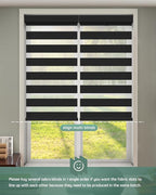 Yoolax Motorized Zebra Blinds Works with Alexa, Motorized Blinds with Remote Custom Size, Privacy Electric Zebra Shades for Windows (95% Shading Luxury Black)